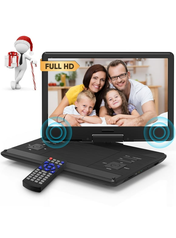 GCZ 16.9'' Portable DVD Player for Kids and Car, 14'' Swivel HD Screen with 4 Hours Rechargeable Battery, Support Sync Screen to TV/SD Card/USB/Multiple Disc Formats, Remote Control, Car Charger