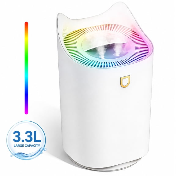 AIRFIRE 3.3L Top-fill Cool Mist Humidifier For Bedroom with Essential Oil Function, Super Quiet Air Humidifiers with Night Light - Perfect for Bedroom, Office, Nursery, Plant
