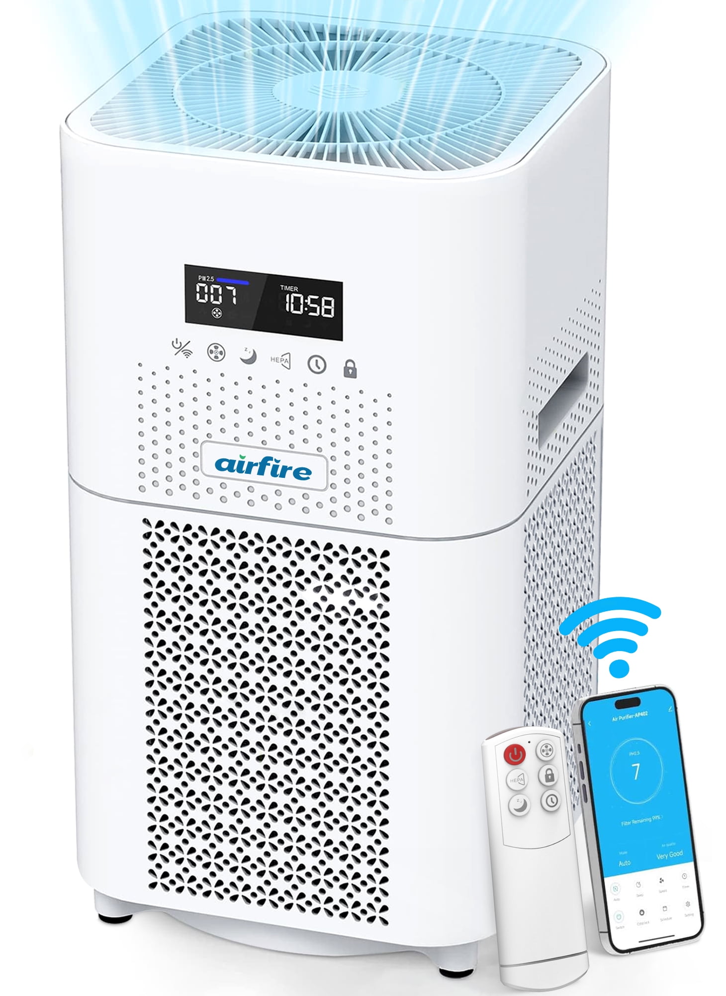 GCZ Air Purifier for Large Rooms up to 2500 sq ft WiFi HEPA Filter