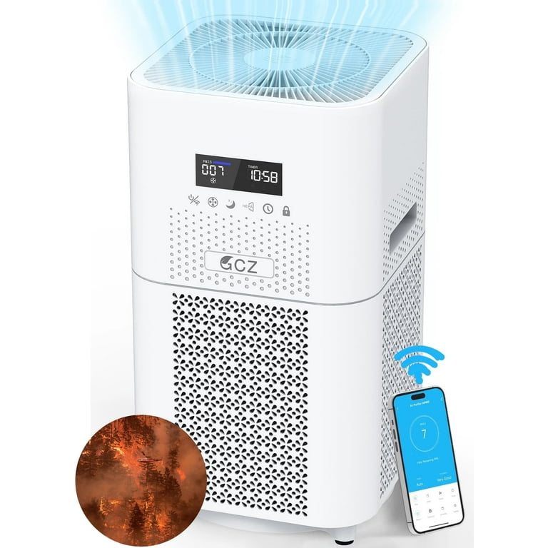 GCZ Air Purifier for Large Rooms 2500 Sq. ft Smart WiFi Air Cleaner H13 True HEPA Filter Air Purifiers for Allergies and Asthma Remove 99.97 Pet