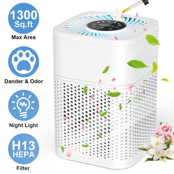 AIRFIRE HEPA Air Purifier for Room up to 1300 Sq.ft, Air Purifiers for Allergies and Asthma, Bedroom, Pet Dander&Odor, Dust, Pollen, Wildfire/Smoke, Model AP209, White