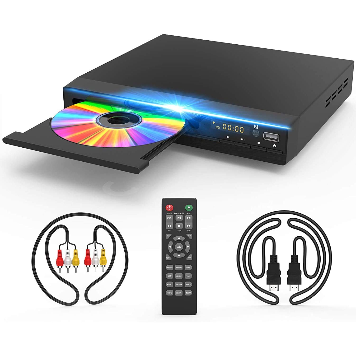 GCZ DVD Player for TV with HDMI/AV/Coaxial Output and USB Input, DVD