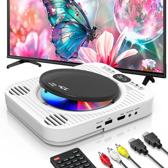 GCZ HD DVD Player for TV with Bluetooth, HDMI, USB Playback, Remote Control, Wall-Mountable, White