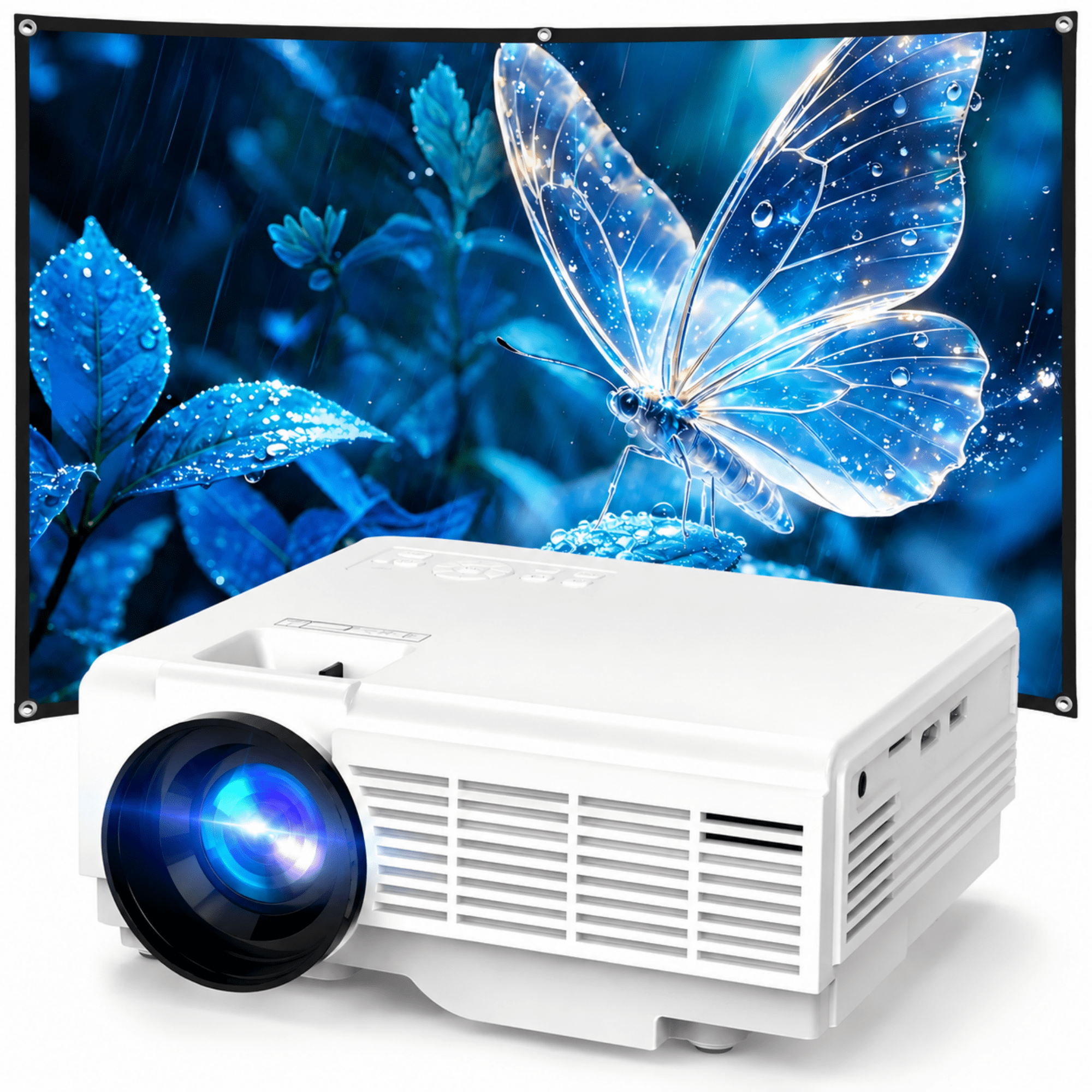 GCZ Mini Projector with Screen, Bluetooth 5.2, Support FHD 1080P