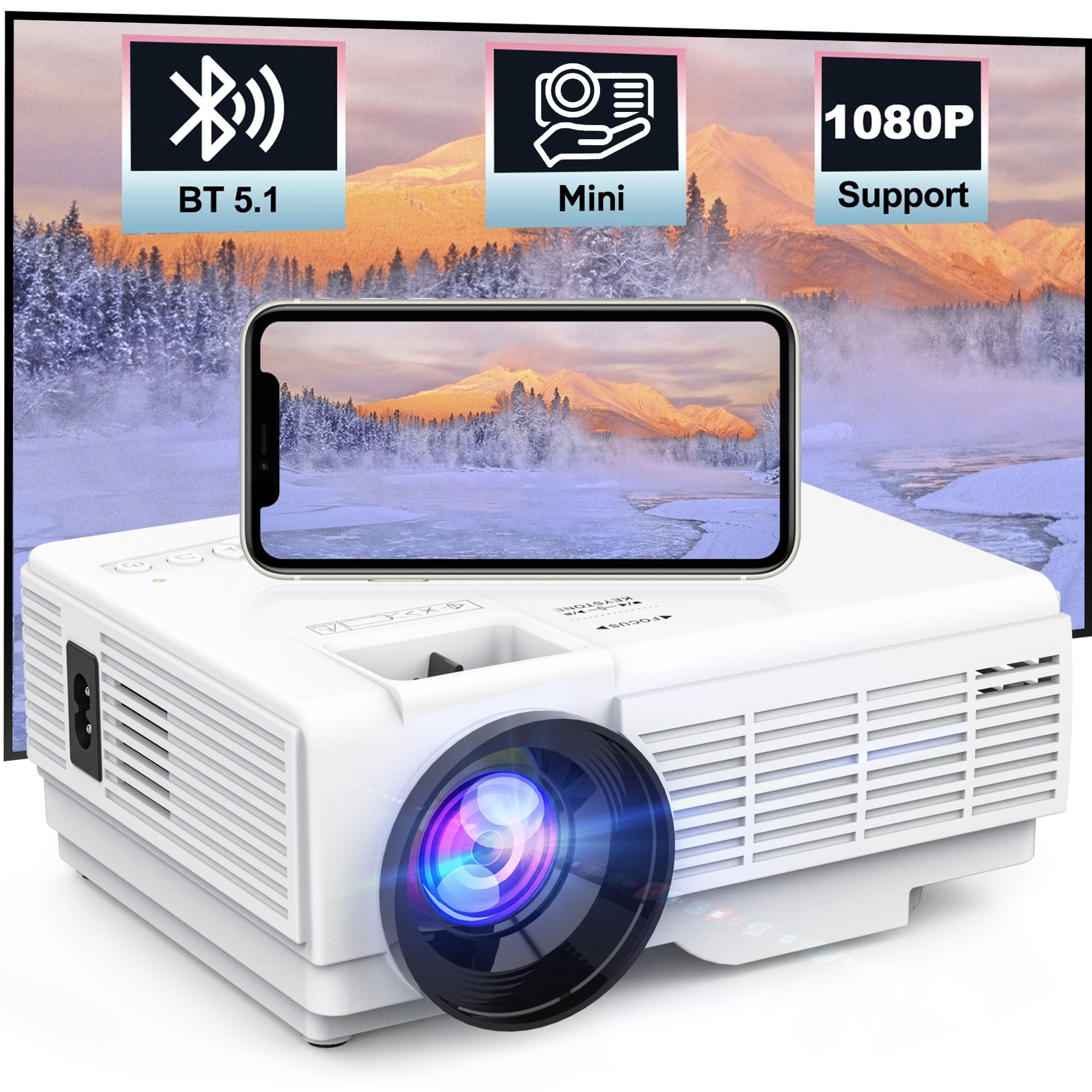 GCZ Projector with Bluetooth, Supports 1080P, Portable Home