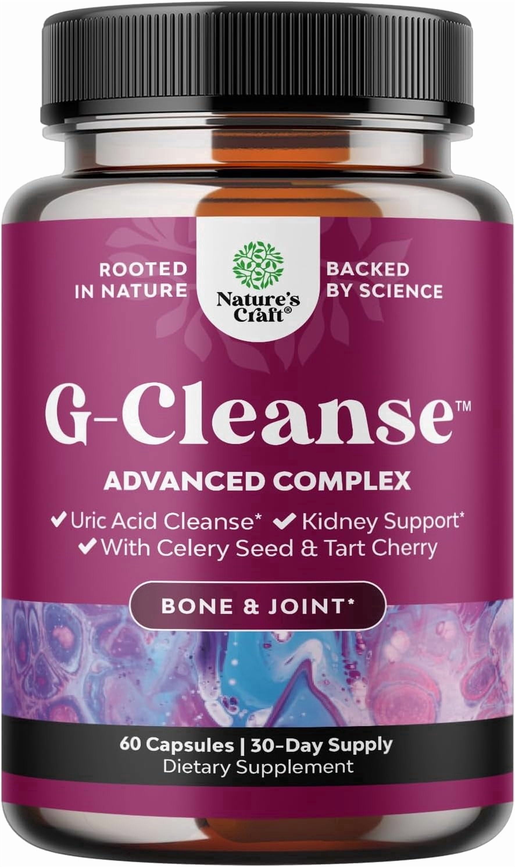 Natures Craft GCleanse Uric Acid & Kidney Support Supplement with Tart Cherry & Chanca Piedra, 60 Ct