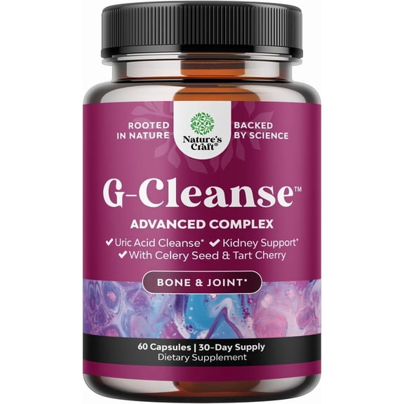 Natures Craft GCleanse Uric Acid & Kidney Support Supplement with Tart Cherry & Chanca Piedra, 60 Ct