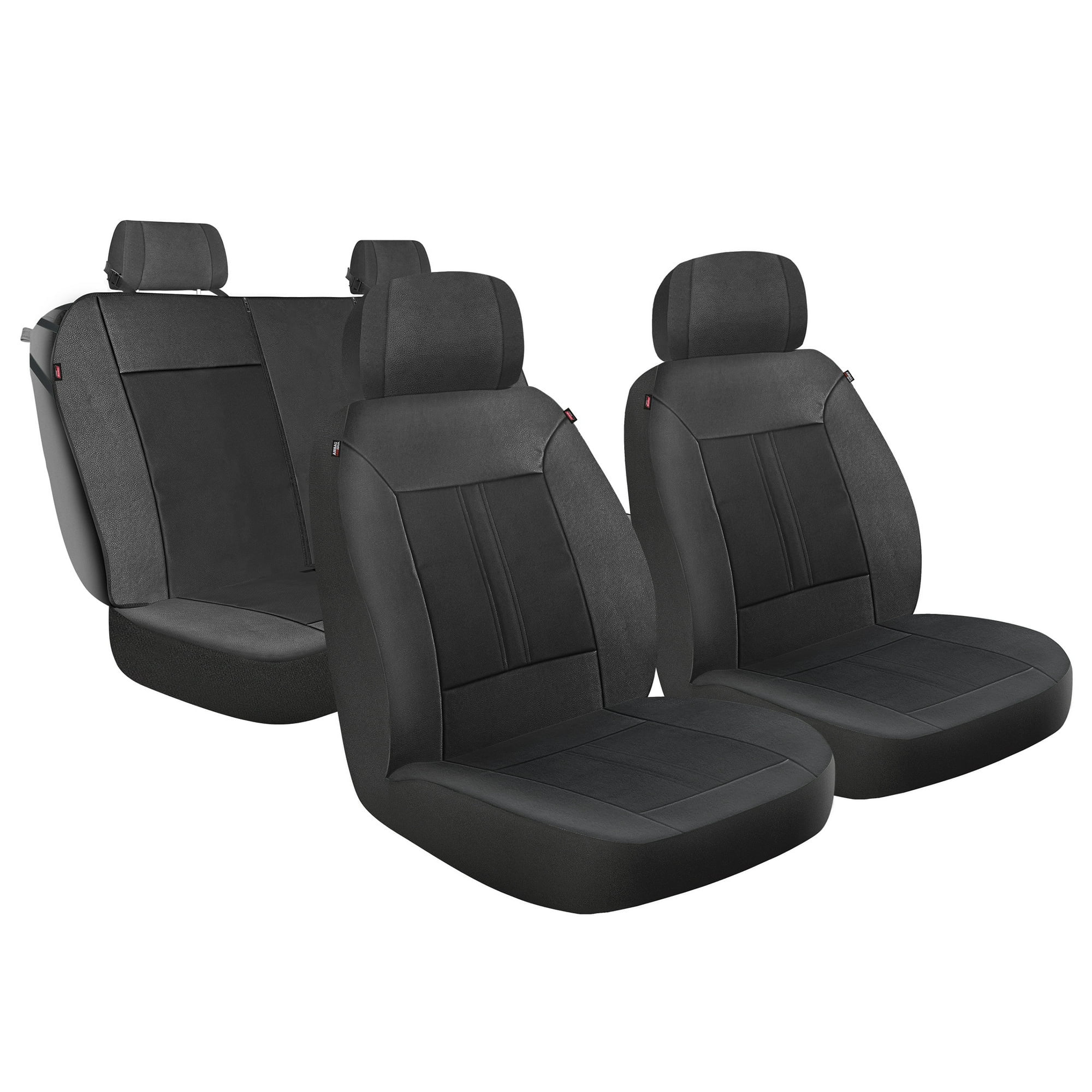 Genuine Dickies Black Peterson 3-Piece Vegan Leather Automotive Seat Cover Set