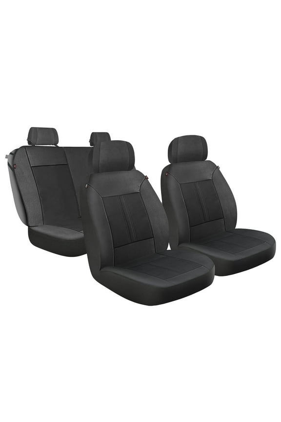 Black Peterson 3-Piece Vegan Leather Automotive Seat Cover Set