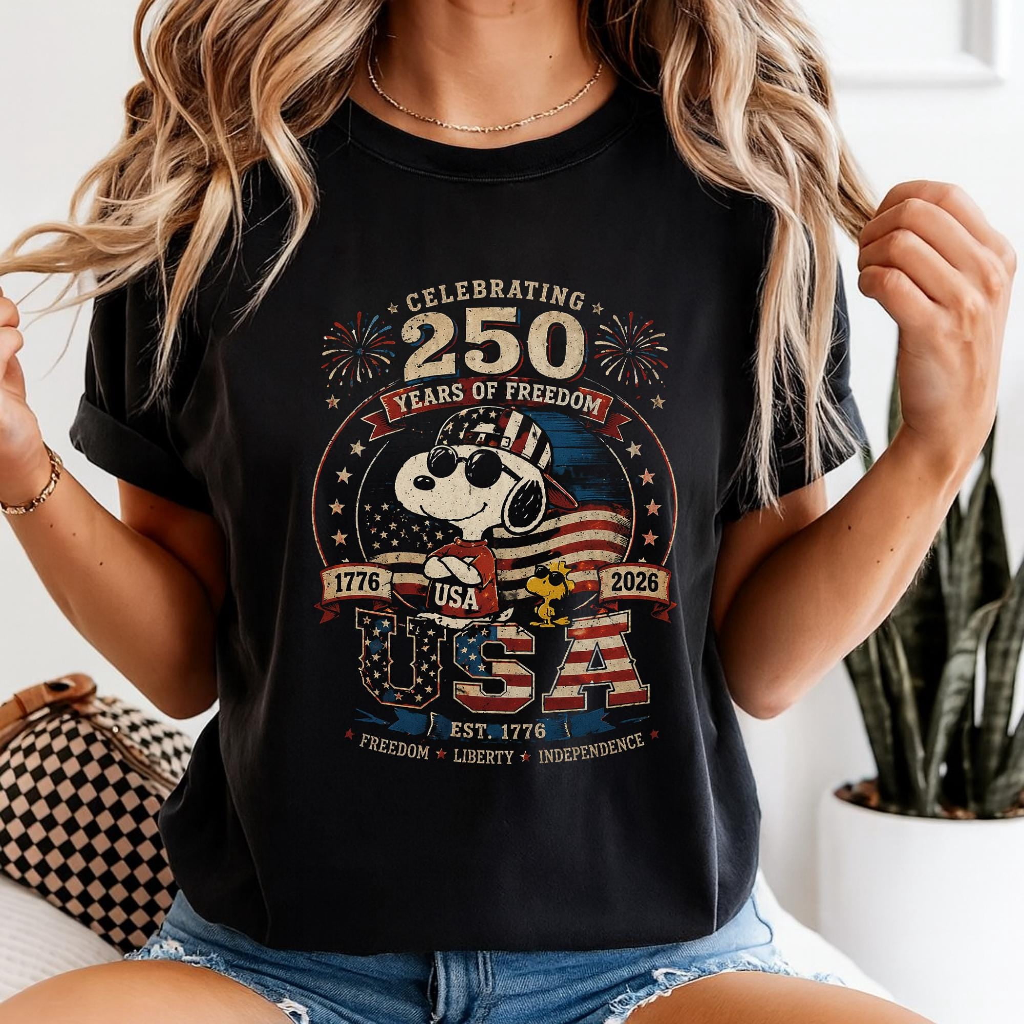 GD ART Vintage Freedom Shirt, Patriotic Dog Tee, 250 Years Anniversary ...