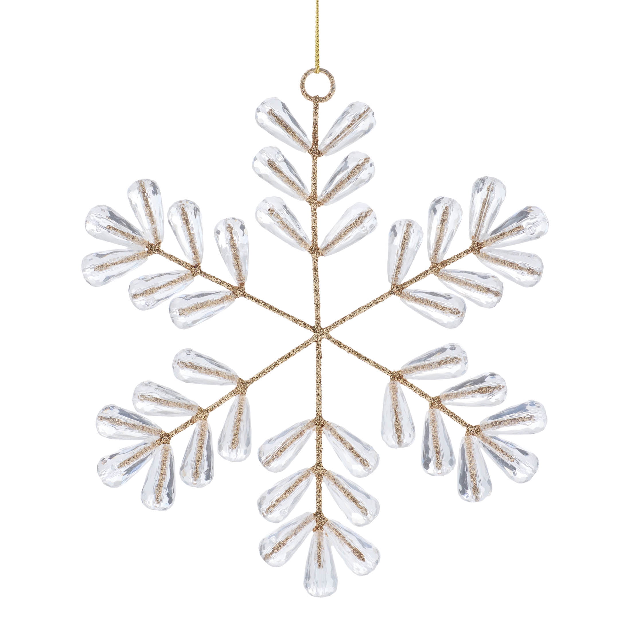 Gold Glitter Snowflake with Gems Christmas Ornament, 5.5", by Holiday Time