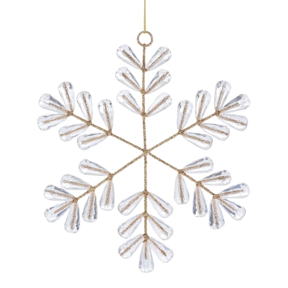 Gold Glitter Snowflake with Gems Christmas Ornament, 5.5", by Holiday Time