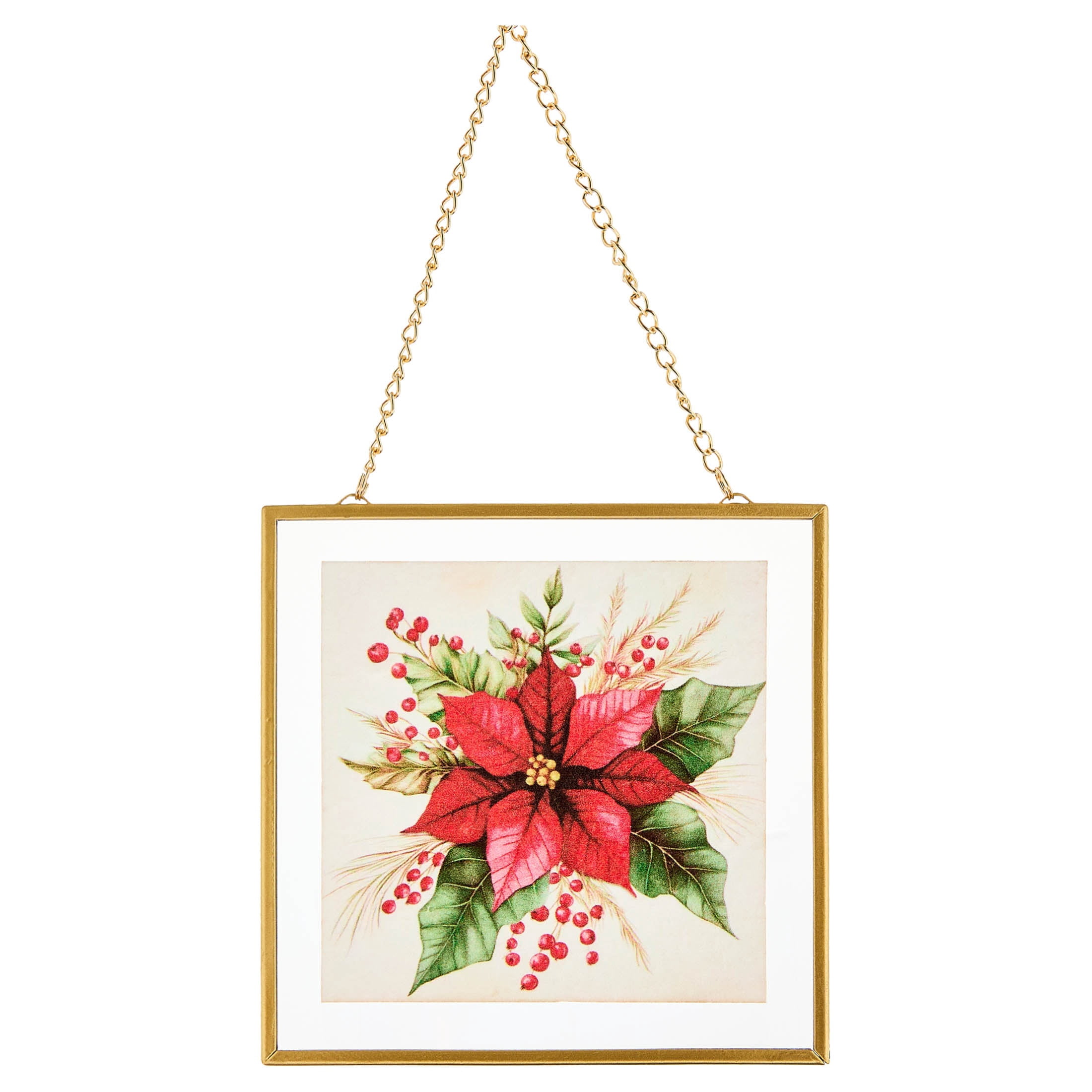 Multicolor Poinsettia Artwork Christmas Ornament, 4.8", by Holiday Time