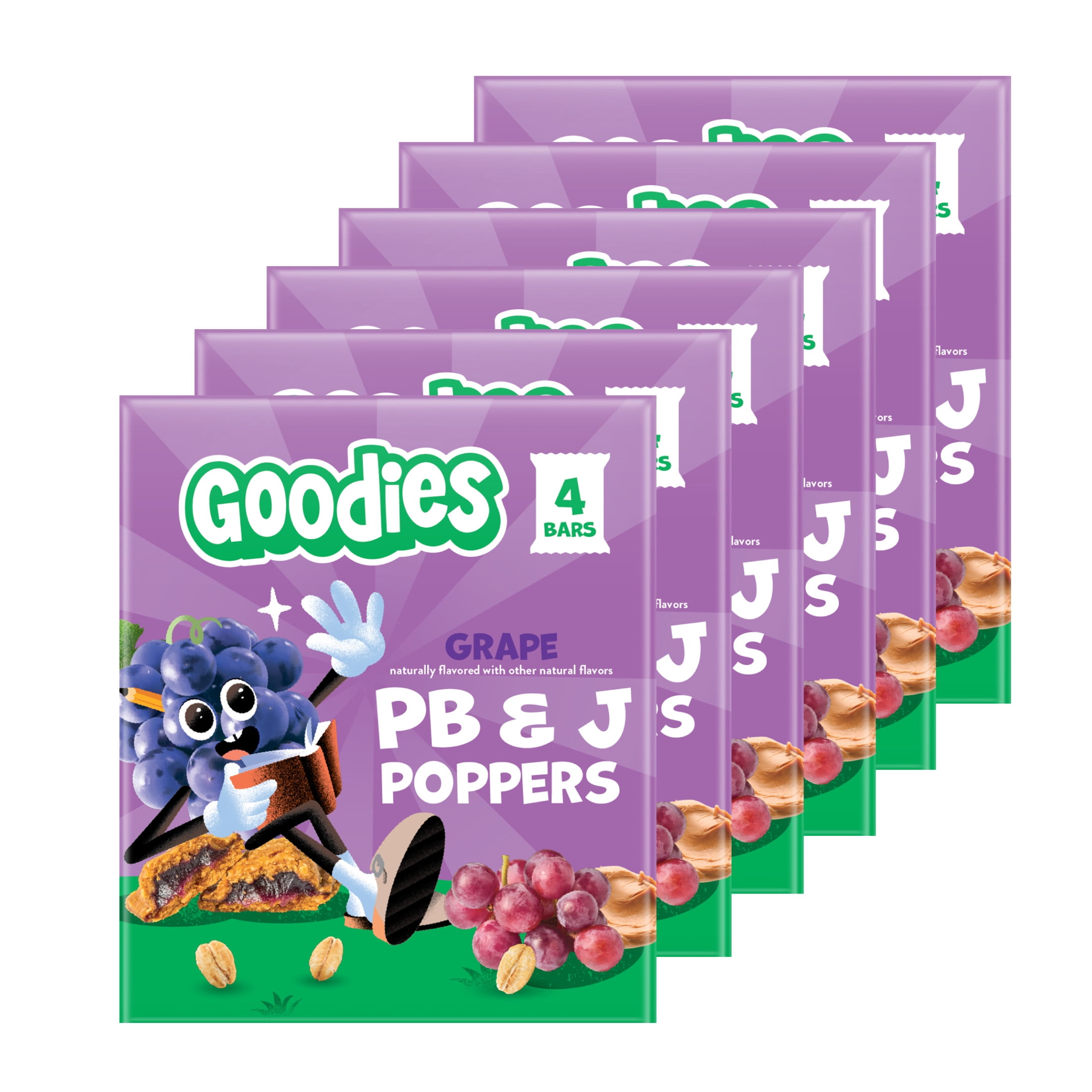 Goodies Grape PB&J Poppers Kids' Snack Bars with Peanut & Oat Crust, 24 Count