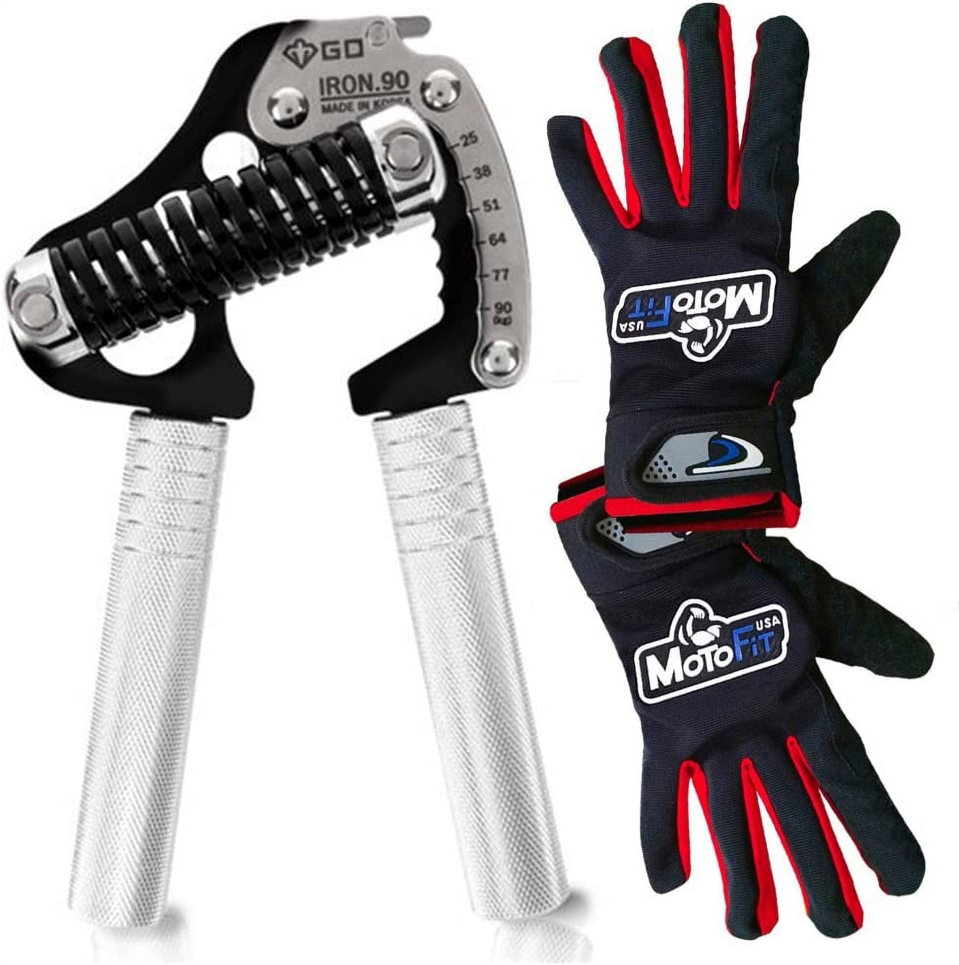 GD Iron Grip Hand Grip Strengthener Bundle Adjustable Hand Grips for Strength Training Wrist Forearm Strength Trainer W Motofit Gloves Walmart