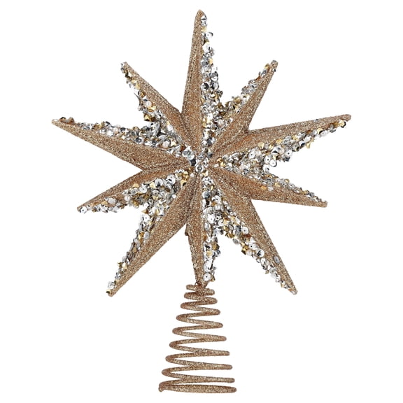Glitter Starburst Christmas Tree Topper, Gold and Silver, 12", by Holiday Time