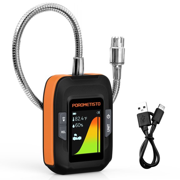GD01 Handheld Gas Leak Detector 300~10000PPM Natural Methane Gas Tester with Temp/Humidity, Rechargeable Visual & Audible Alarm