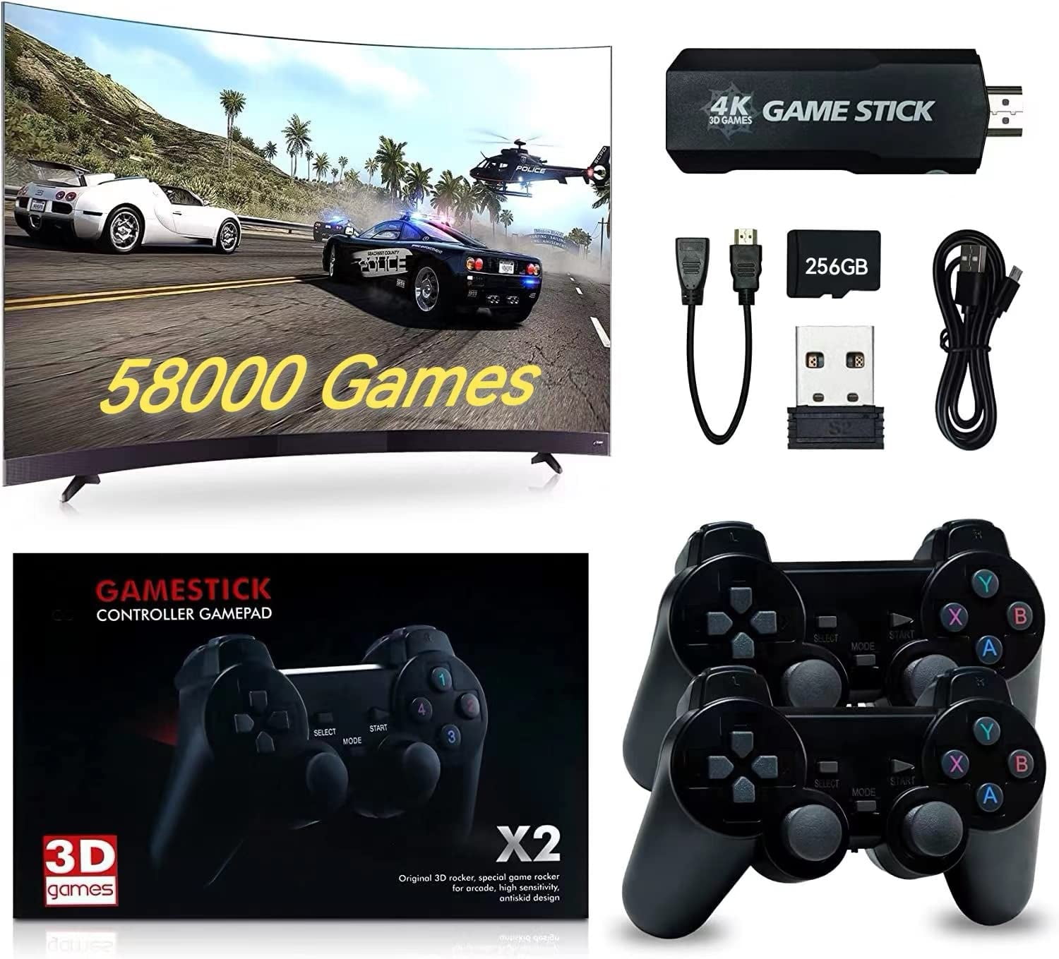 GD10 Game Stick Builtin 58000 Games 256GB 2.4G Wireless Controller HD