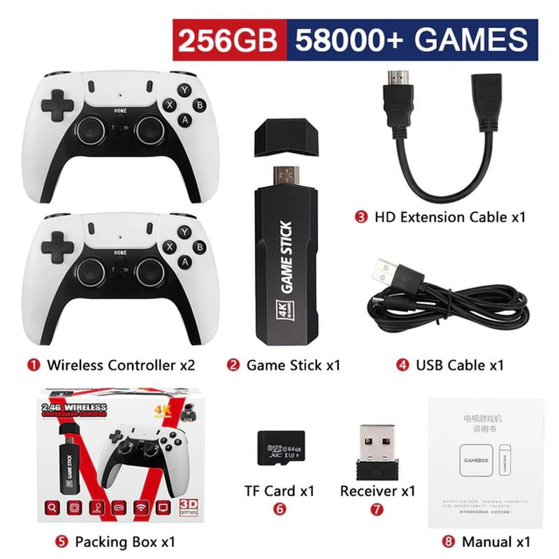 GD10 PRO Video Game Stick Console 2.4G Double Wireless Controller Game 4K 3D HD Home Game Console X2 PLUS PSP Game Console Wireless(256G)  1