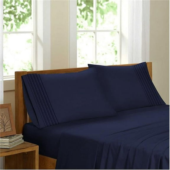 GDC-GameDevCo 37244 Egyptian Comfort Sateen Sheet Set, Navy Blue - Queen