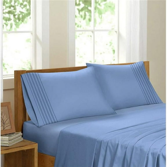 GDC-GameDevCo 37256 Egyptian Comfort Sateen Sheet Set, Sky Blue - Queen