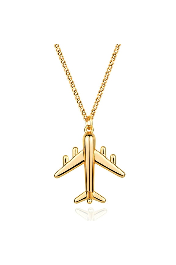 GDCOIN Airplane Necklace 14K Gold Plated Dainty Simple Jewelry for Women and Men