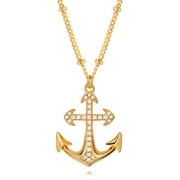 GDCOIN Anchor Necklaces 14K Gold Plated Dainty CZ Marine Series Jewelry for Women