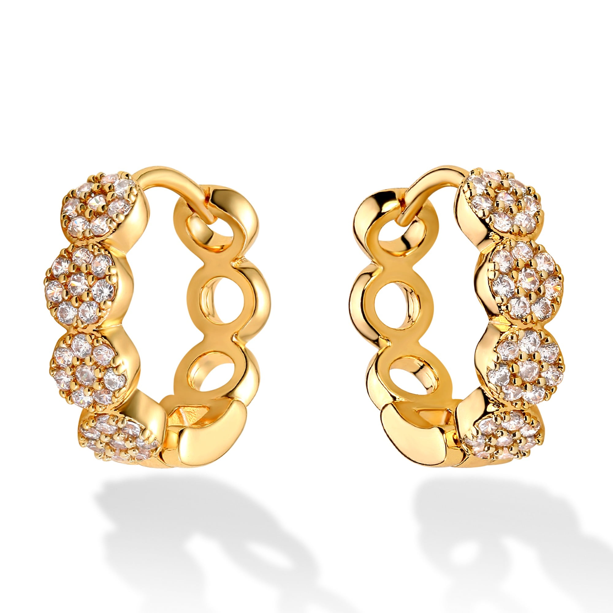 MEVECCO Star Hoop Earrings 14K Gold Plated Shining CZ