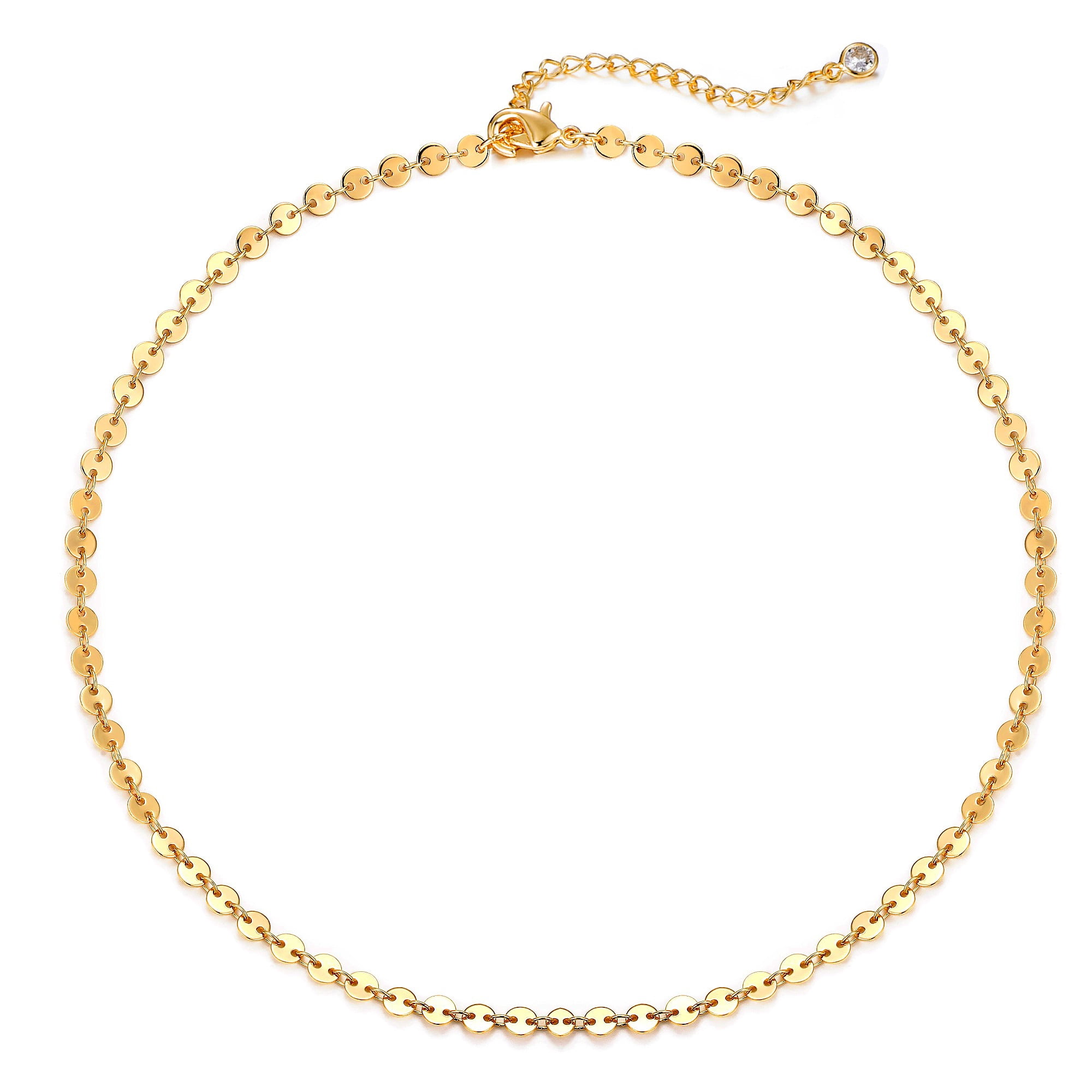 GDCOIN Coin Choker Necklaces for Women Dainty 14K Gold Plated Stackable Sequins Disc Necklace Gifts for Women