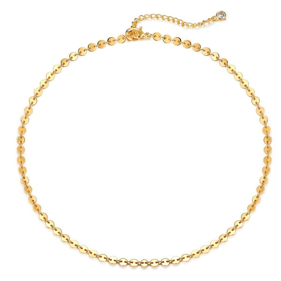 GDCOIN Coin Choker Necklaces for Women Dainty 14K Gold Plated Stackable Sequins Disc Necklace Gifts for Women