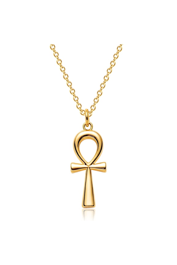 Dainty Gold Ankh Cross Necklace 14K Gold Plated Simple Pray for Peace Ankh Cross Pendant Necklace for Women Minimalist Personalized Gift for Her