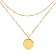 MEVECCO GDCOIN Gold Layered Necklace 14K Gold Disc/Circle Bead Chain Dainty Elegant Simple Layer Necklace for Women