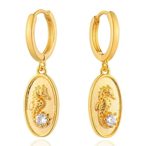 GDCOIN Hippocampus Earrings 14K Gold Plated Everyday Summer Beach Jewelry for Women