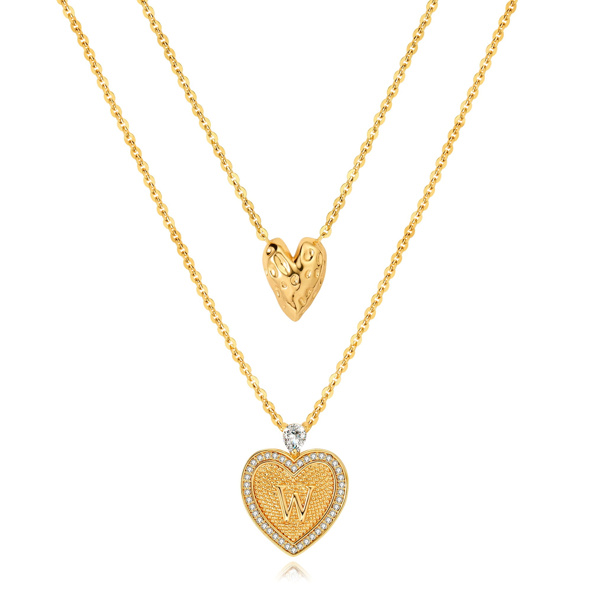 [LLOYD] 韓国☆14K GOLD☆Endless Heartline Lettering Necklace The World Jewelry Center 14k Real Yellow Gold Heart Pendant