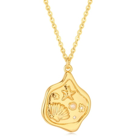 GDCOIN Shell Starfish Necklace 14K Gold Plated Beach Summer Jewelry for Women