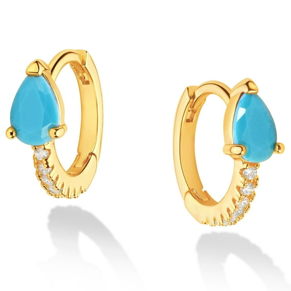 GDCOIN Turquoise Drop CZ Earrings 14K Gold Plated Personalized Jewelry