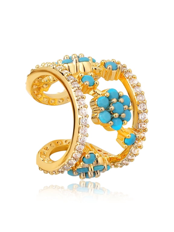 Turquoise Ear Cuff 14K Gold Plated Simple Everyday Jewelry for Women