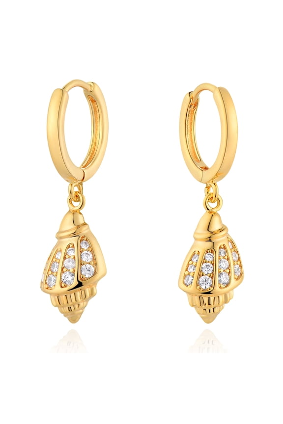 Conch Earrings 14K Gold Plated Small Simple Summer Beach Jewelry for Women