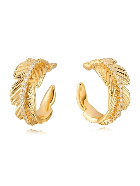 Feather Ear Cuff 14K Gold Plated Simple Minimalist Everyday Jewelry for Women