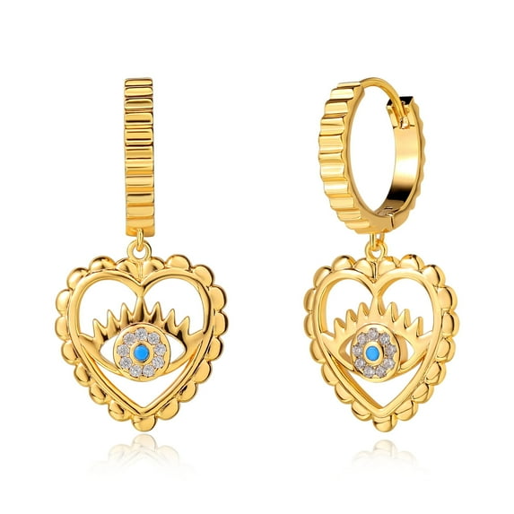 GDCOIN Evil Eye Earrings 14K Gold Plated Heart pendant Everyday Jewelry for Women