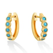MEVECCO GDCOIN Turquoise Inlay Flower Earrings14K Gold Plated Small Jewelry Gift for Women