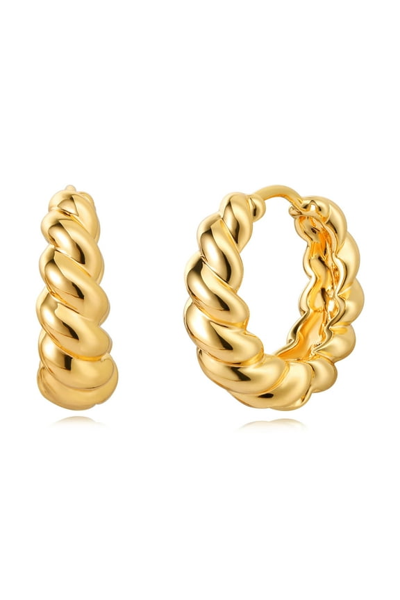 Twisted Earrings 14K Gold Plated Small Simple Everyday Jewelry for Women