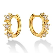 GDCOIN Diamond Earrings 14K Gold Plated Small Trio Cluster Star for Women