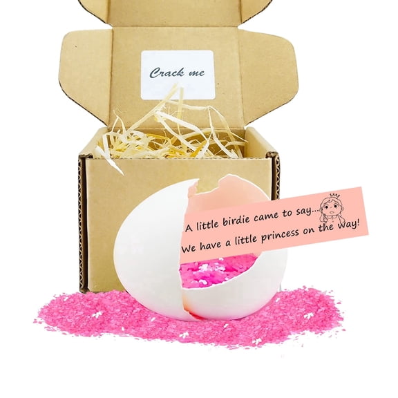 GDDP Pink Sequin Gender Reveal Egg, Surprise Party Decoration for Family Friends and Lovers on Special Occasions