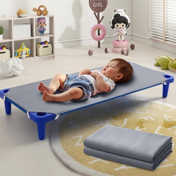 GDDPOD-2 Pack Grey Cot Sheets for Daycare/Pre-School Standard Size, 23" x 51" Cot Fitted Sheets, Microfiber Fitted Cot Cover for Preschool Kids Nap Time, Daycare Essentials