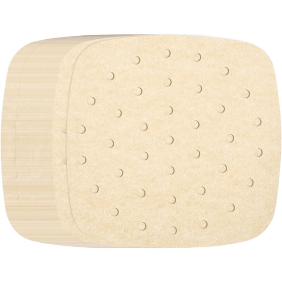 GDDPOD-200pcs Air Fryer Liners 7 Inch Square Bamboo Steamer Liners with Holes Non-Stick Perforated Parchment Paper Sheets Disposable Steamer Paper for Air Fryers Steaming Basket, Brown