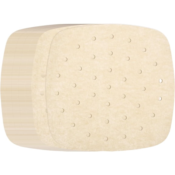 GDDPOD-200pcs Air Fryer Liners 8.5 Inch Square Bamboo Steamer Liners with Holes Non-Stick Perforated Parchment Paper Sheets Disposable Steamer Paper for Air Fryers Steaming Basket, Brown