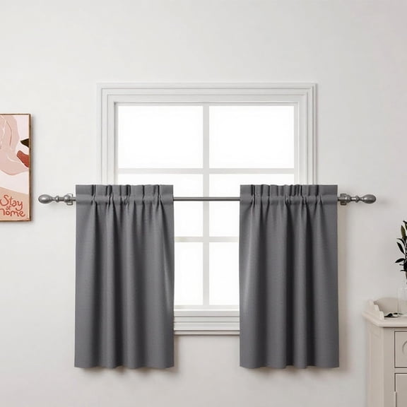 GDDPOD-2Pcs 30inch Dark Grey Kitchen Tier Curtains for Windows, Semi Light Filtering Curtains for Bedroom, Living Room, Basement,Bathroom, Window Treatments (30" W x 30" L)