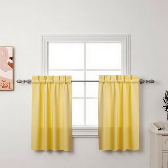 GDDPOD-2Pcs 36inch Gold Kitchen Tier Curtains for Windows, Semi Light Filtering Curtains for Bedroom, Living Room, Basement, Bathroom, Window Treatments (24" W x 36" L)