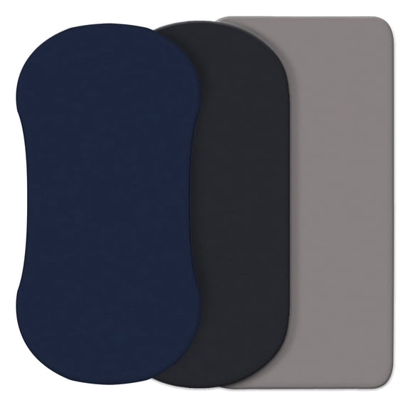 GDDPOD-3 Pack Bassinet Sheet Set, Silky Soft Handfeel with Comfy Napping Surface for Baby Skin, Flexible Fits Various Kinds of Cradle and Bessinet Mattresses Up to 15" x 30", Navy + Black + Grey